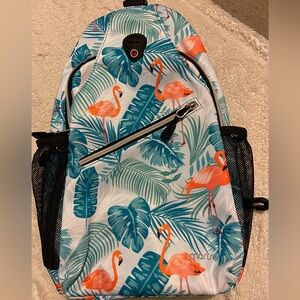 Misomo flamingo print sling shoulder bag for hiking , vacation , cruise